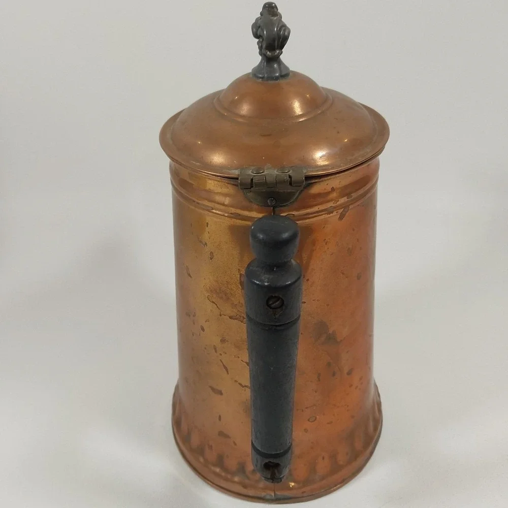 Antique Vintage Wood‎ Handle Copper Coffee Pot